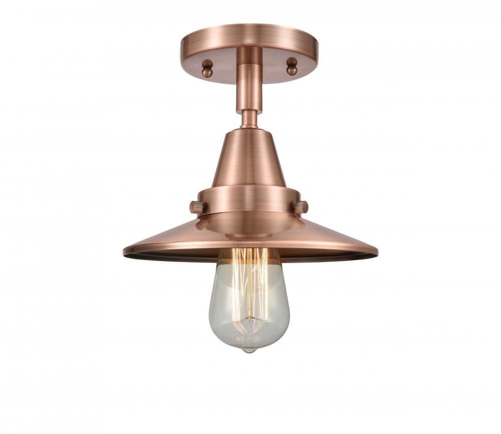 Railroad - 1 Light - 8 inch - Antique Copper - Flush Mount