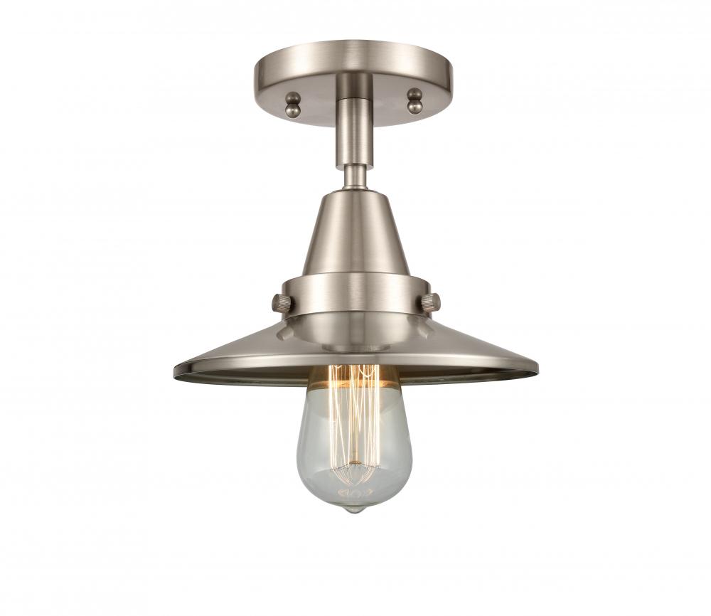 Railroad - 1 Light - 8 inch - Brushed Satin Nickel - Flush Mount