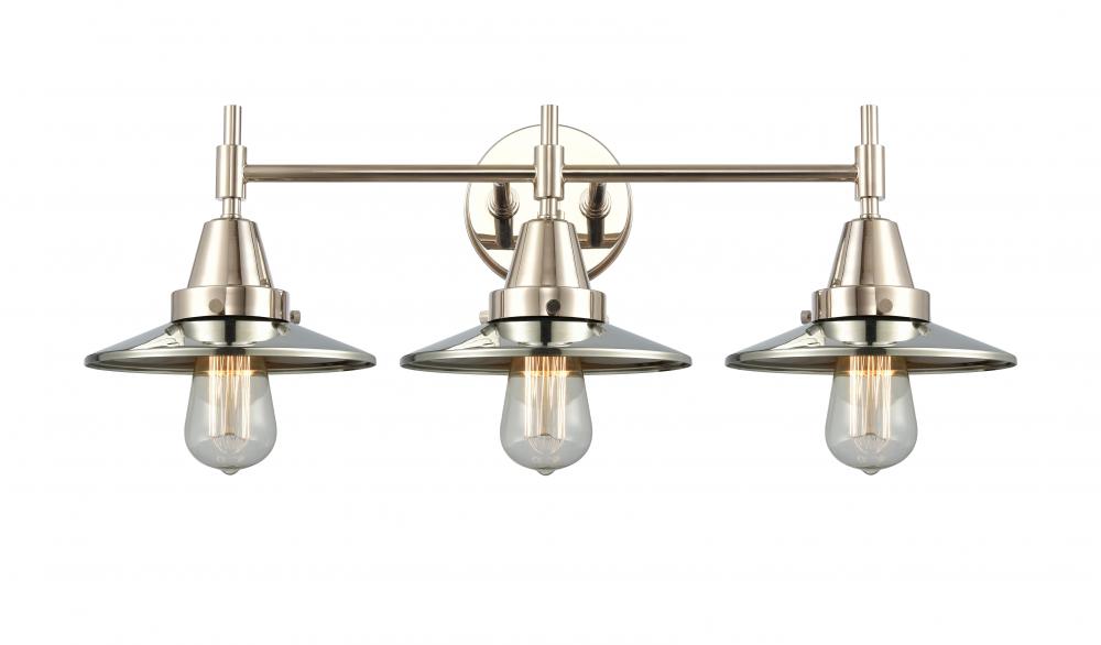 Railroad - 3 Light - 26 inch - Polished Nickel - Bath Vanity Light