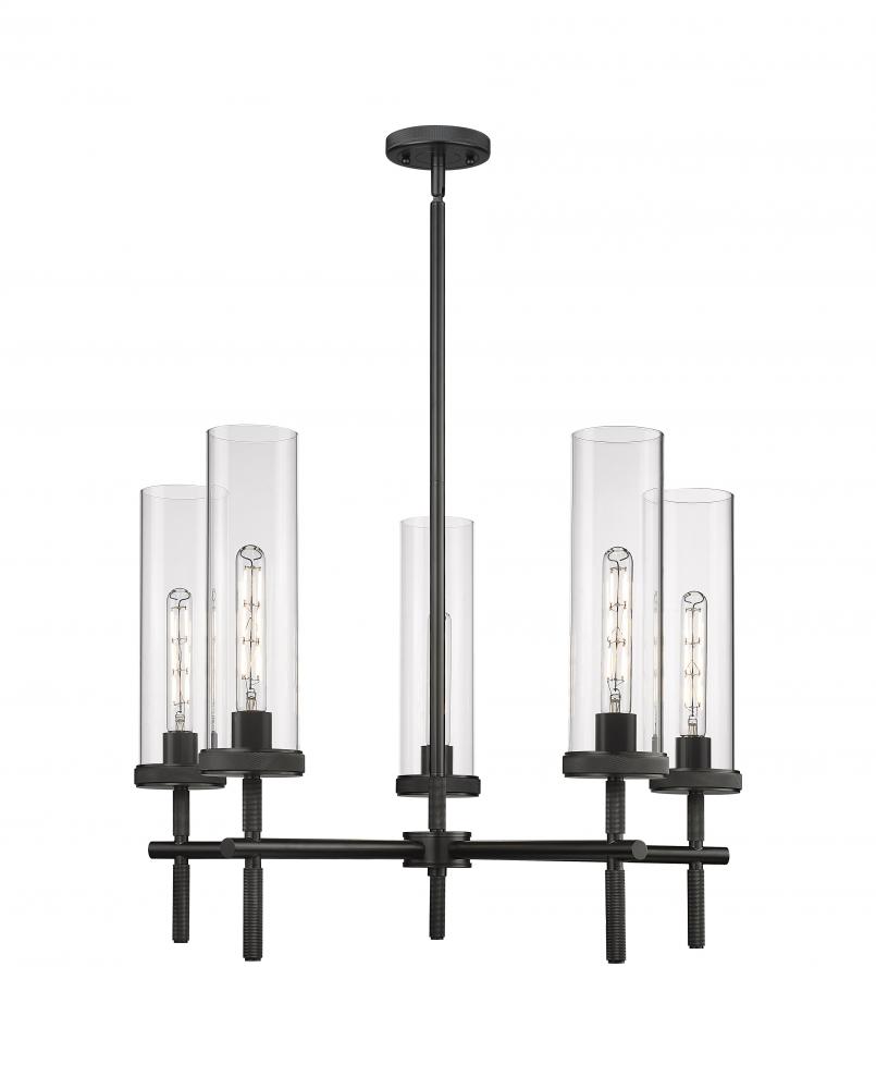 Lincoln - 5 Light - 27 inch - Matte Black - Chandelier