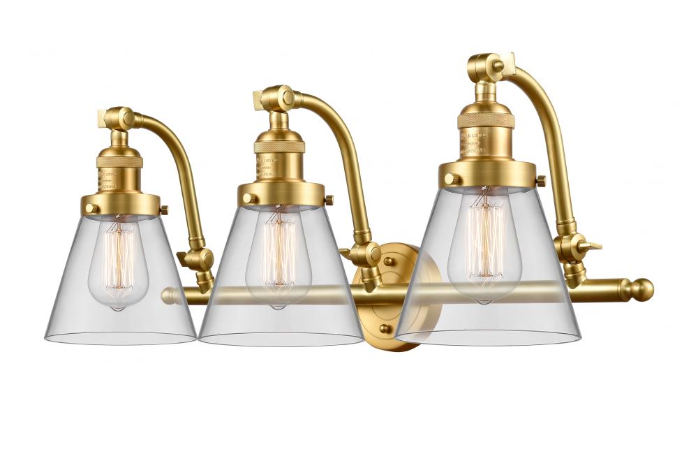 Cone - 3 Light - 28 inch - Satin Gold - Bath Vanity Light