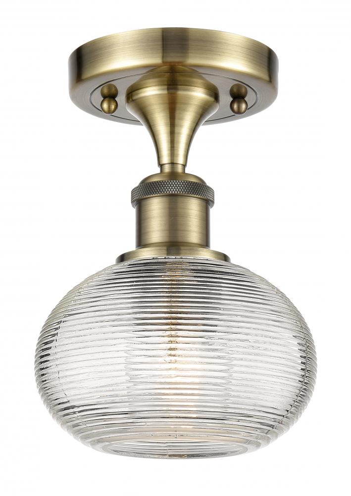 Ithaca - 1 Light - 6 inch - Antique Brass - Semi-Flush Mount