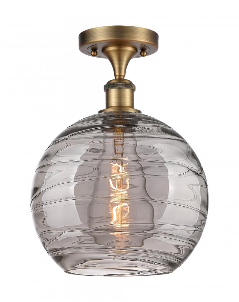 Athens Deco Swirl - 1 Light - 10 inch - Brushed Brass - Semi-Flush Mount