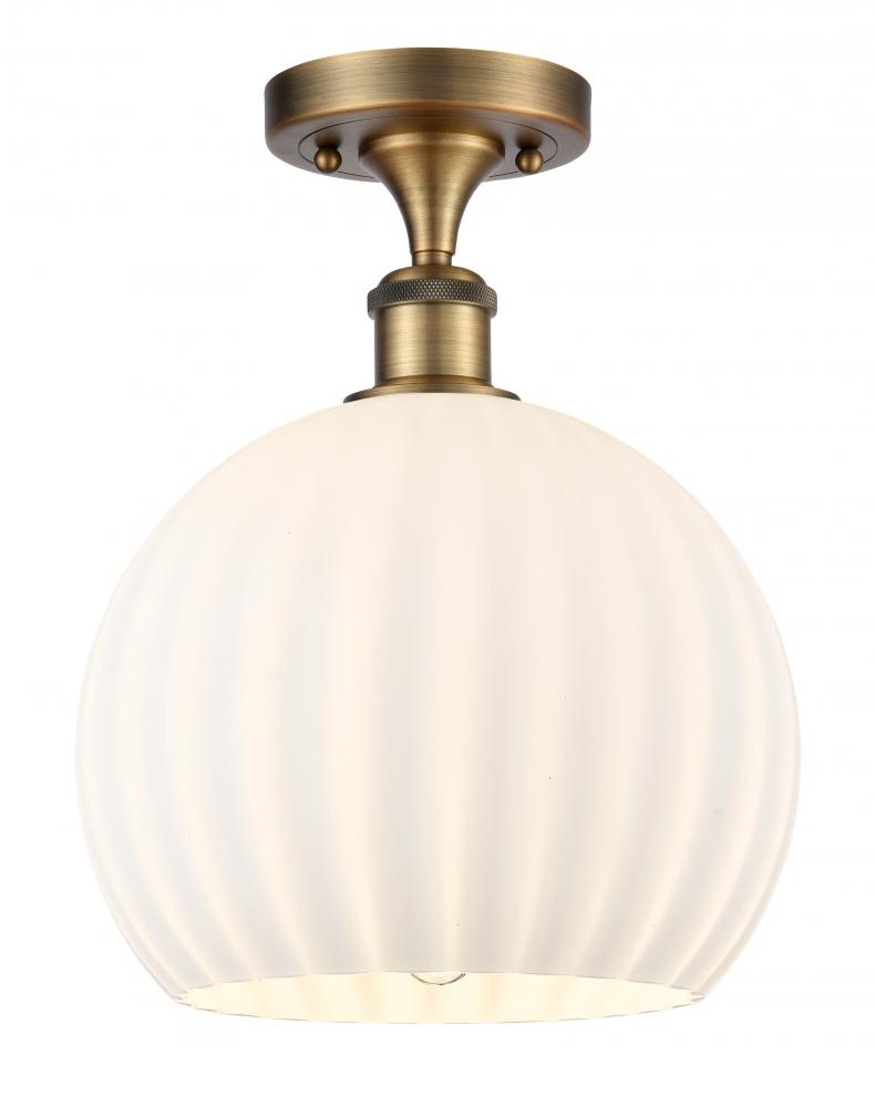 White Venetian - 1 Light - 10 inch - Brushed Brass - Semi-Flush Mount