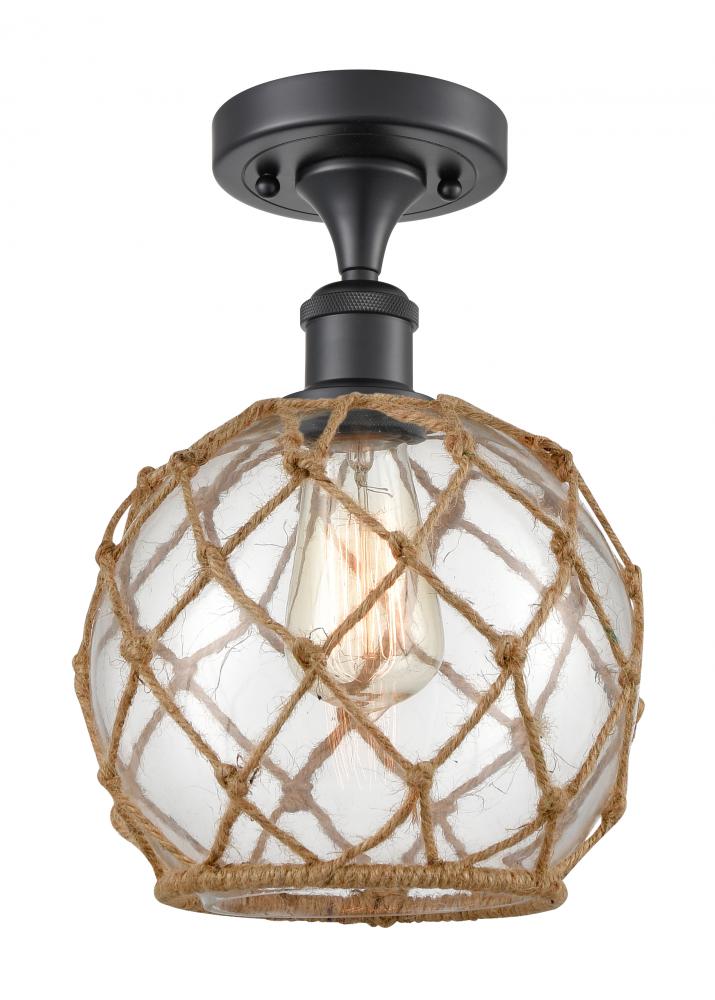 Farmhouse Rope - 1 Light - 8 inch - Matte Black - Semi-Flush Mount