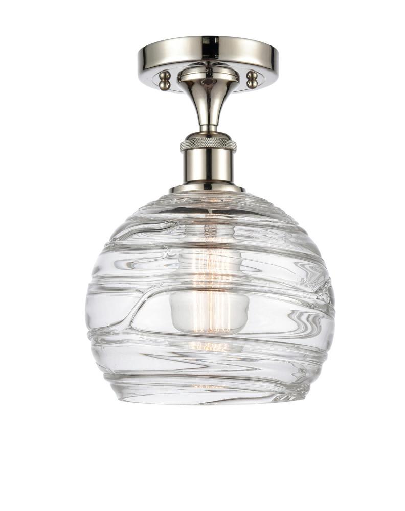 Athens Deco Swirl - 1 Light - 8 inch - Polished Nickel - Semi-Flush Mount