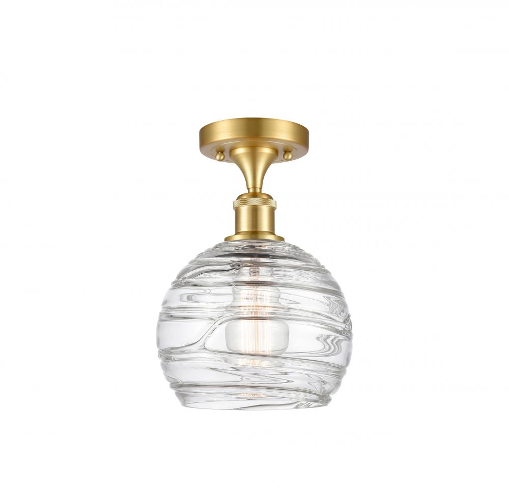 Athens Deco Swirl - 1 Light - 8 inch - Satin Gold - Semi-Flush Mount