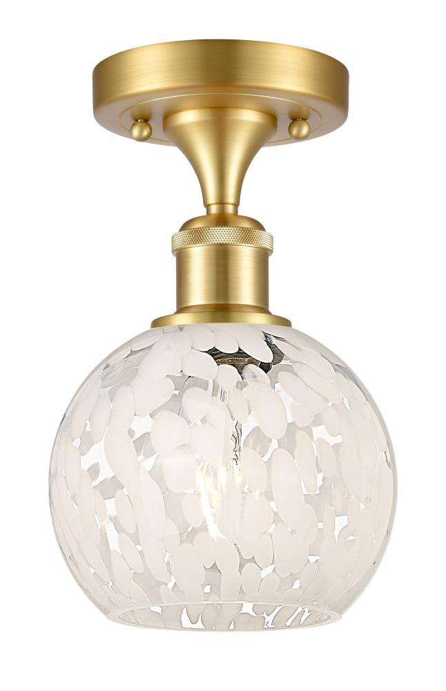 White Mouchette - 1 Light - 6 inch - Satin Gold - Semi-Flush Mount