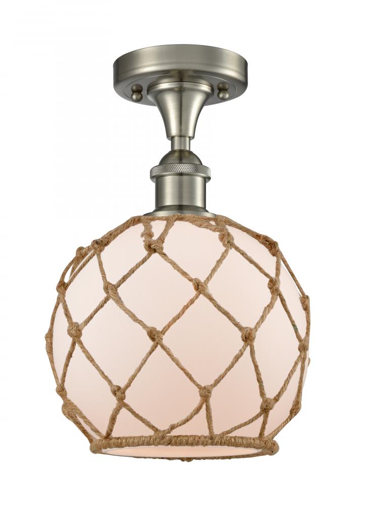 Farmhouse Rope - 1 Light - 8 inch - Brushed Satin Nickel - Semi-Flush Mount