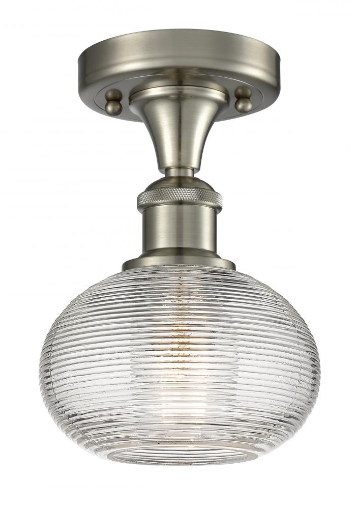 Ithaca - 1 Light - 6 inch - Brushed Satin Nickel - Semi-Flush Mount