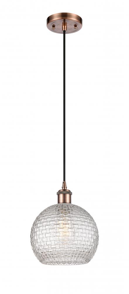 Athens - 1 Light - 8 inch - Antique Copper - Cord hung - Mini Pendant