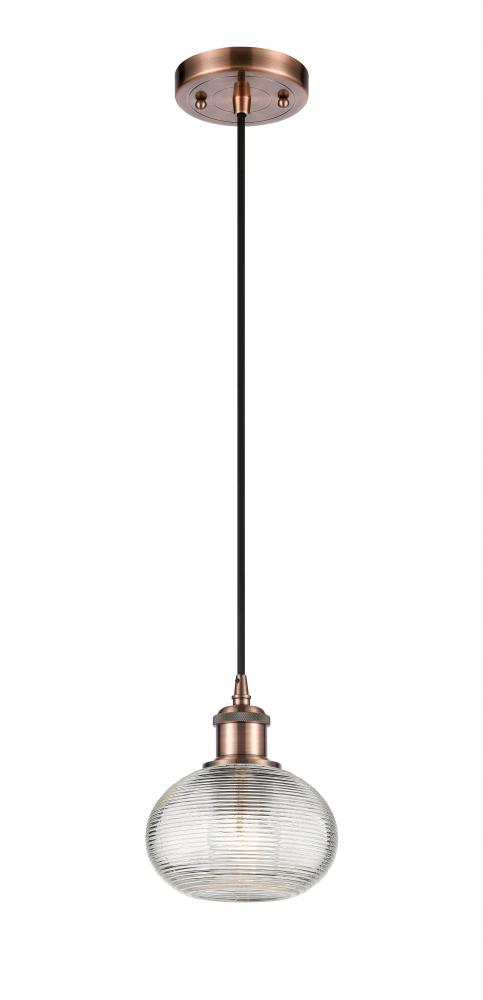 Ithaca - 1 Light - 6 inch - Antique Copper - Cord hung - Mini Pendant