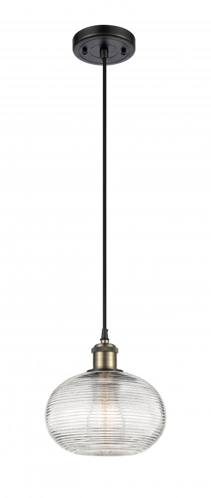 Ithaca - 1 Light - 8 inch - Black Antique Brass - Cord hung - Mini Pendant