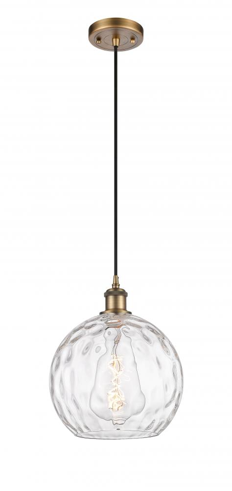 Athens Water Glass - 1 Light - 10 inch - Brushed Brass - Cord hung - Mini Pendant