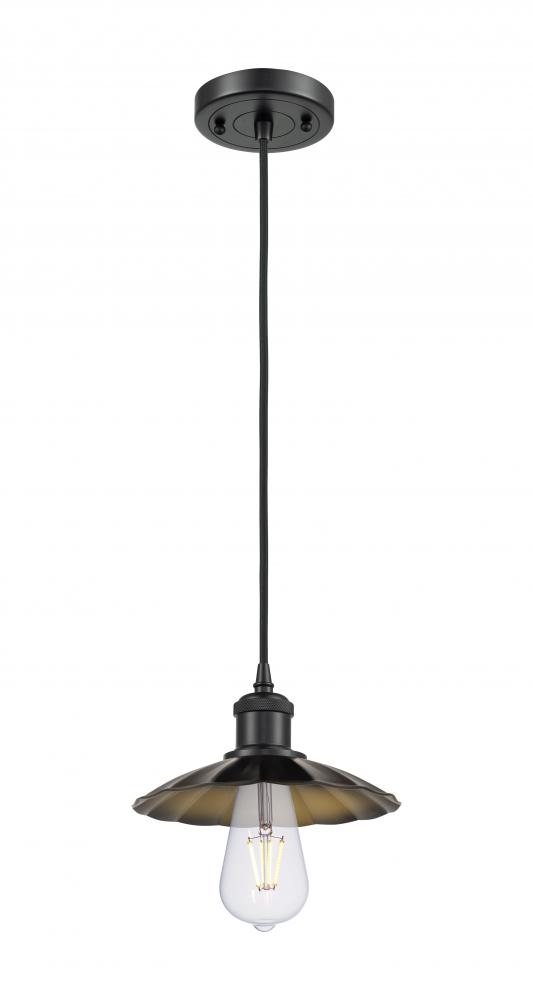 Scallop - 1 Light - 8 inch - Matte Black - Cord Hung - Mini Pendant