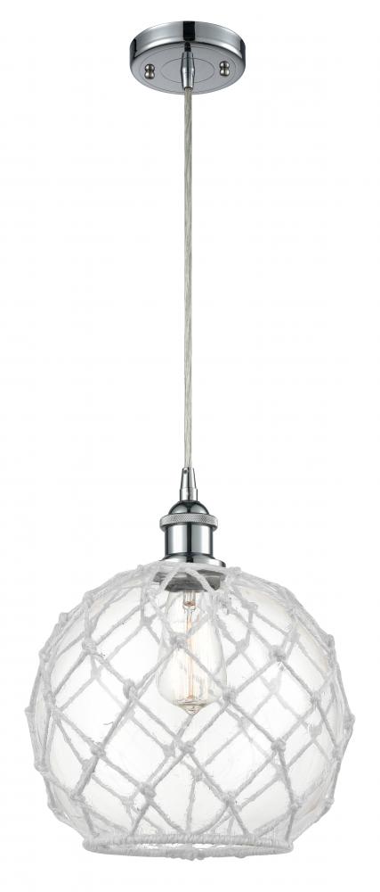 Farmhouse Rope - 1 Light - 10 inch - Polished Chrome - Cord hung - Mini Pendant