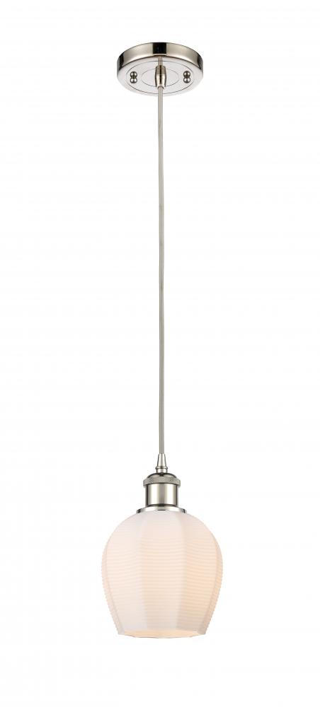 Norfolk - 1 Light - 6 inch - Polished Nickel - Cord hung - Mini Pendant