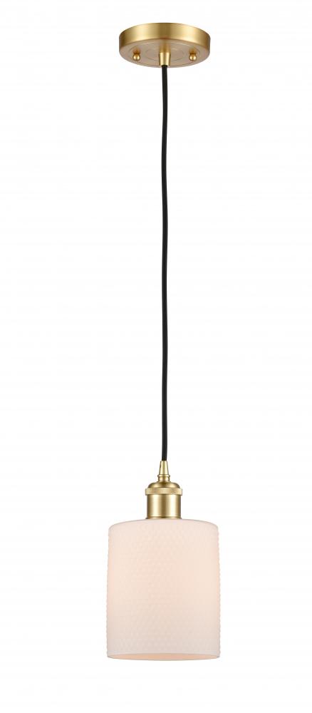 Cobbleskill - 1 Light - 5 inch - Satin Gold - Cord hung - Mini Pendant