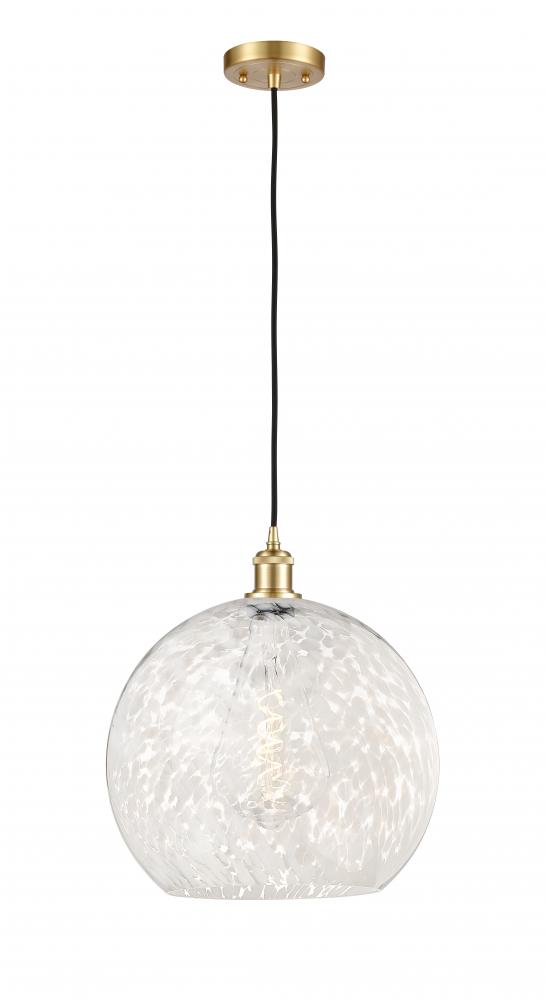 White Mouchette - 1 Light - 14 inch - Satin Gold - Cord Hung - Pendant