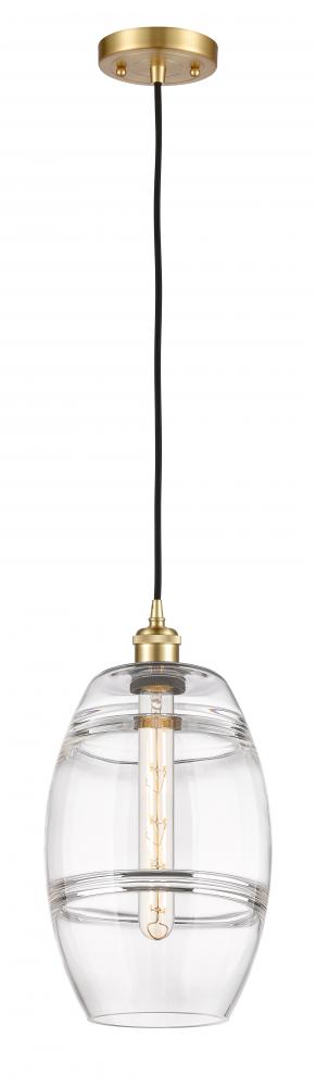 Vaz - 1 Light - 8 inch - Satin Gold - Cord hung - Mini Pendant