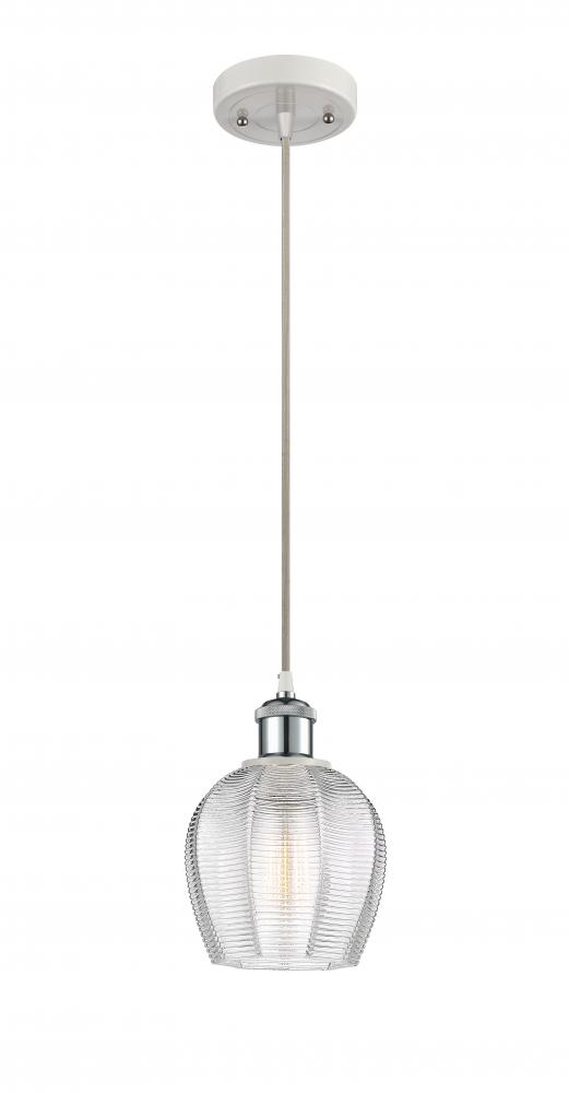 Norfolk - 1 Light - 6 inch - White Polished Chrome - Cord hung - Mini Pendant