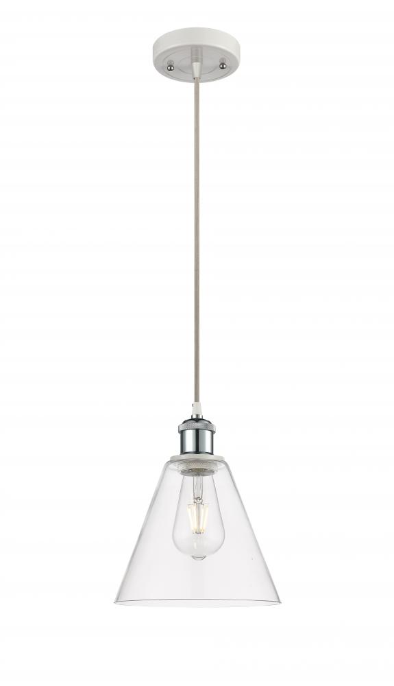 Berkshire - 1 Light - 8 inch - White Polished Chrome - Cord hung - Mini Pendant