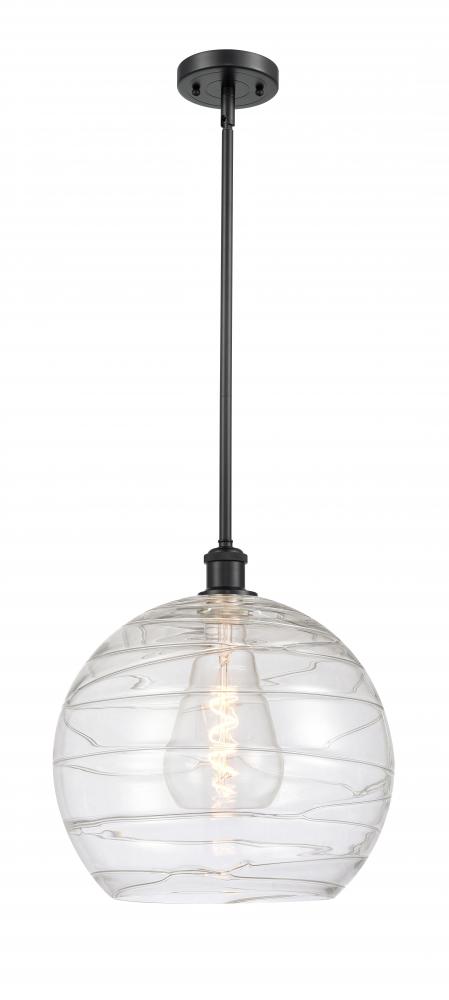 Athens Deco Swirl - 1 Light - 14 inch - Matte Black - Pendant