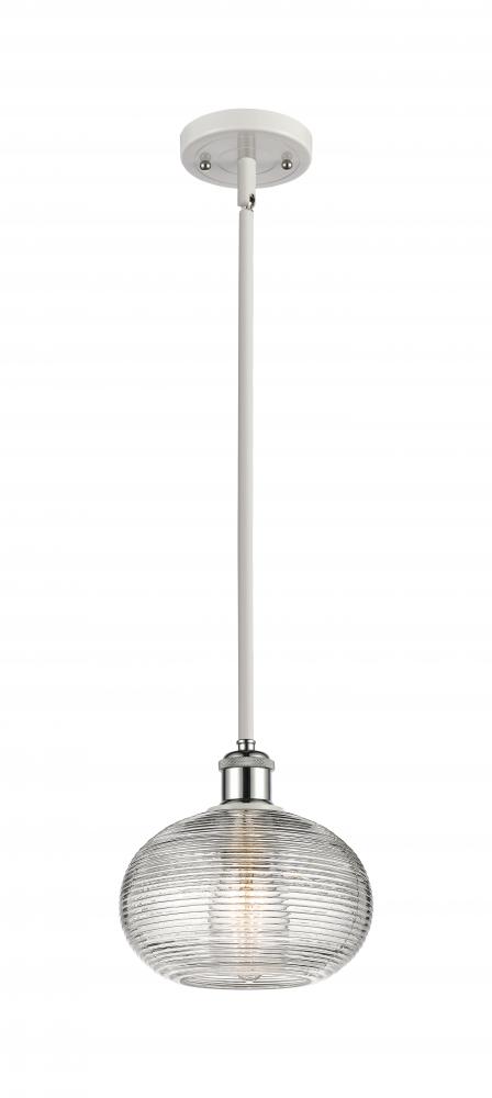 Ithaca - 1 Light - 8 inch - White Polished Chrome - Mini Pendant