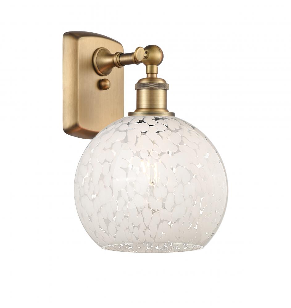 White Mouchette - 1 Light - 8 inch - Brushed Brass - Sconce