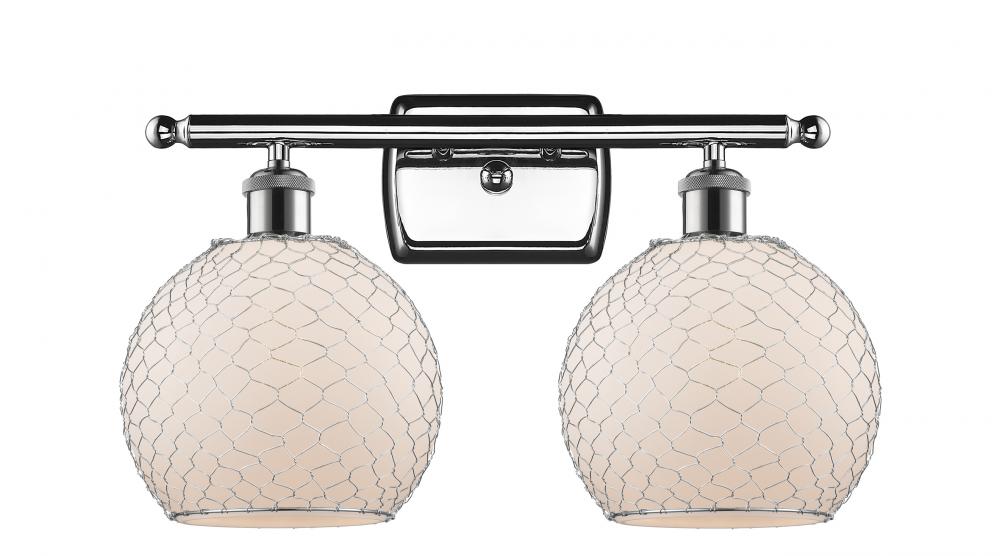 Farmhouse Chicken Wire - 2 Light - 18 inch - Polished Chrome - Bath Vanity Light