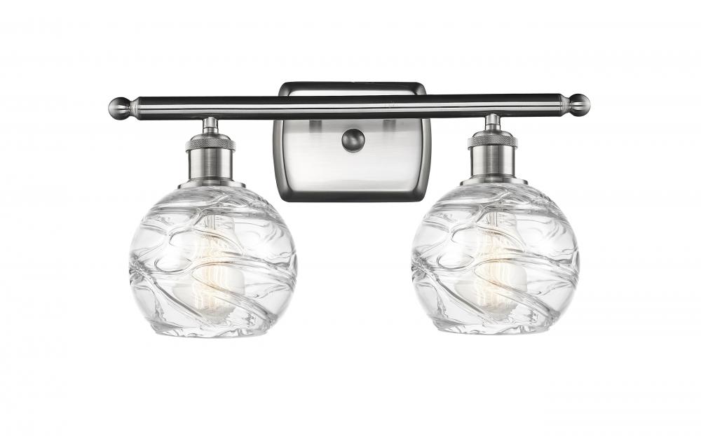 Athens Deco Swirl - 2 Light - 16 inch - Brushed Satin Nickel - Bath Vanity Light