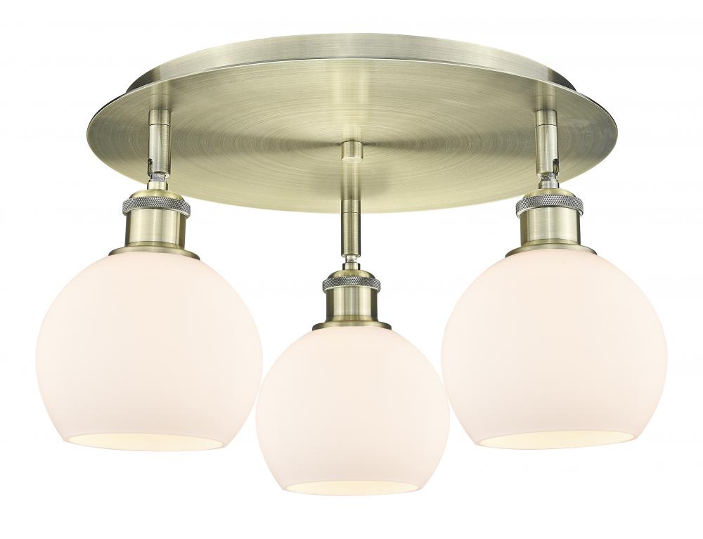 Athens - 3 Light - 18 inch - Antique Brass - Flush Mount