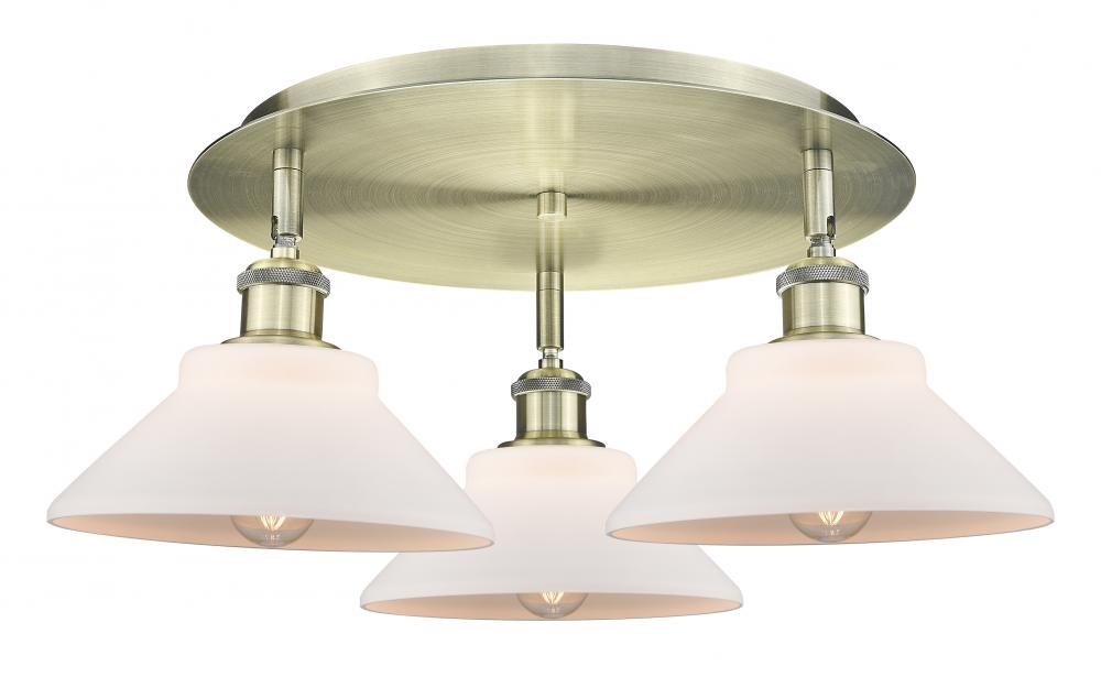 Orwell - 3 Light - 20 inch - Antique Brass - Flush Mount