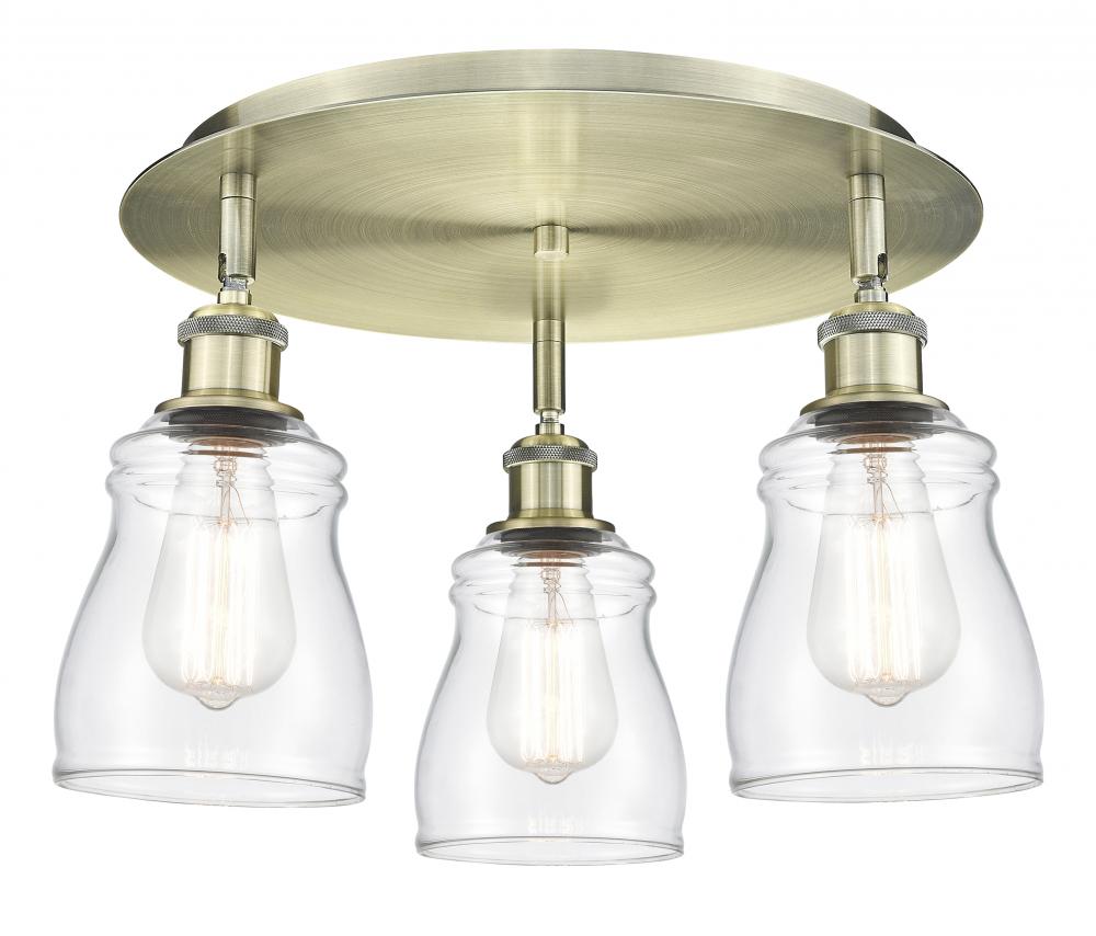 Ellery - 3 Light - 17 inch - Antique Brass - Flush Mount