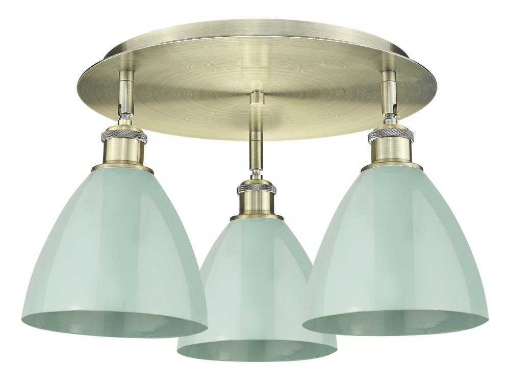 Plymouth - 3 Light - 19 inch - Antique Brass - Flush Mount