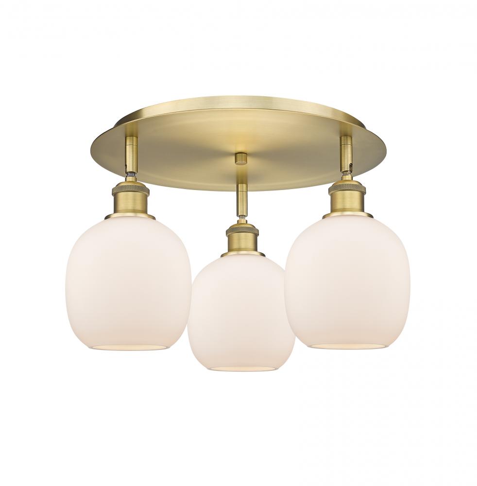 Belfast - 3 Light - 18 inch - Brushed Brass - Flush Mount