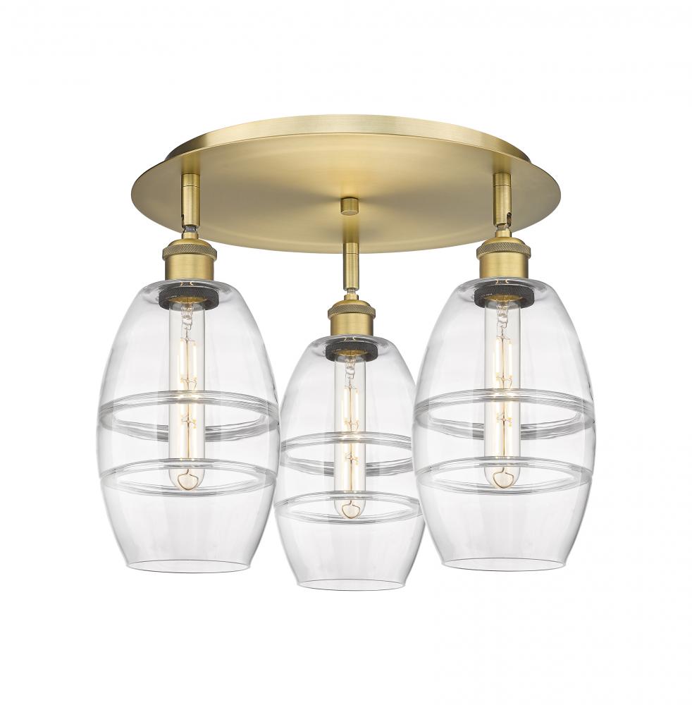 Vaz - 3 Light - 18 inch - Brushed Brass - Flush Mount