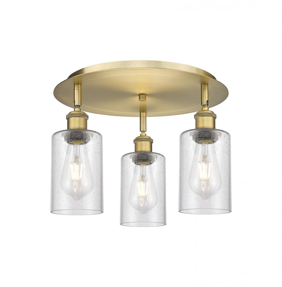 Clymer - 3 Light - 16 inch - Brushed Brass - Flush Mount