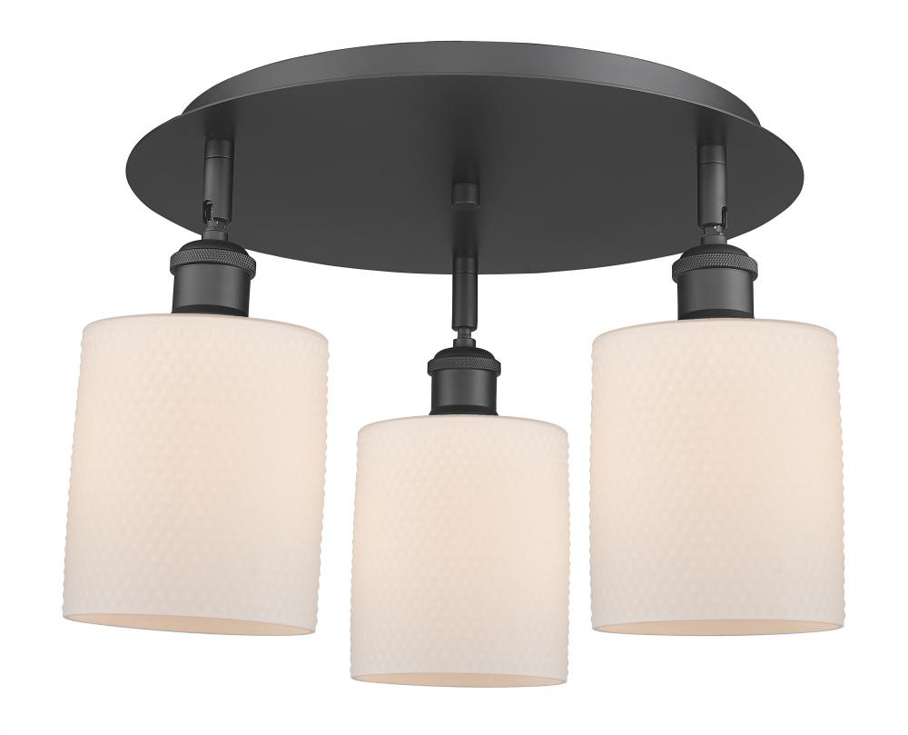 Cobbleskill - 3 Light - 17 inch - Matte Black - Flush Mount