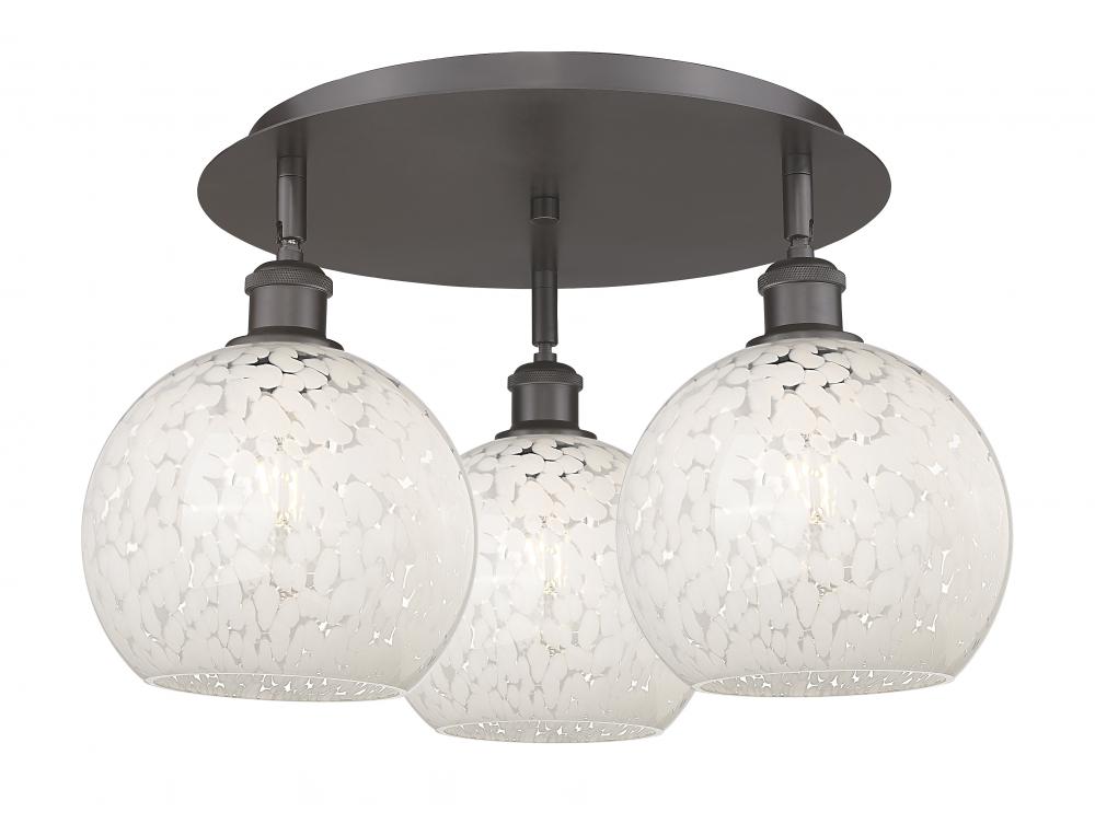 White Mouchette - 3 Light - 20 inch - Oil Rubbed Bronze - Flush Mount