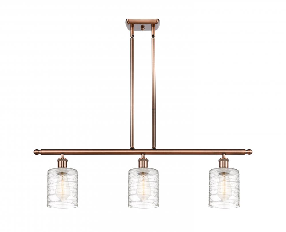 Cobbleskill - 3 Light - 36 inch - Antique Copper - Cord hung - Island Light