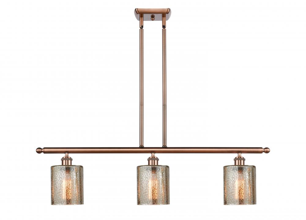 Cobbleskill - 3 Light - 36 inch - Antique Copper - Cord hung - Island Light