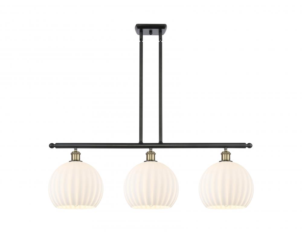 White Venetian - 3 Light - 37 inch - Black Antique Brass - Stem Hung - Island Light