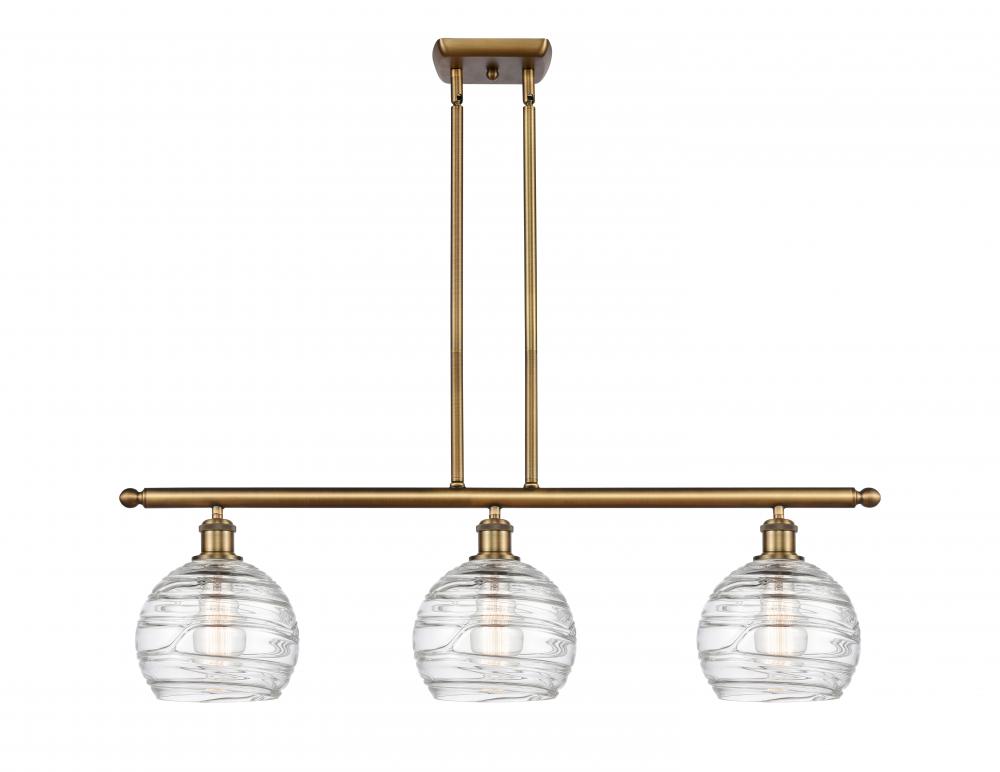 Athens Deco Swirl - 3 Light - 36 inch - Brushed Brass - Cord hung - Island Light