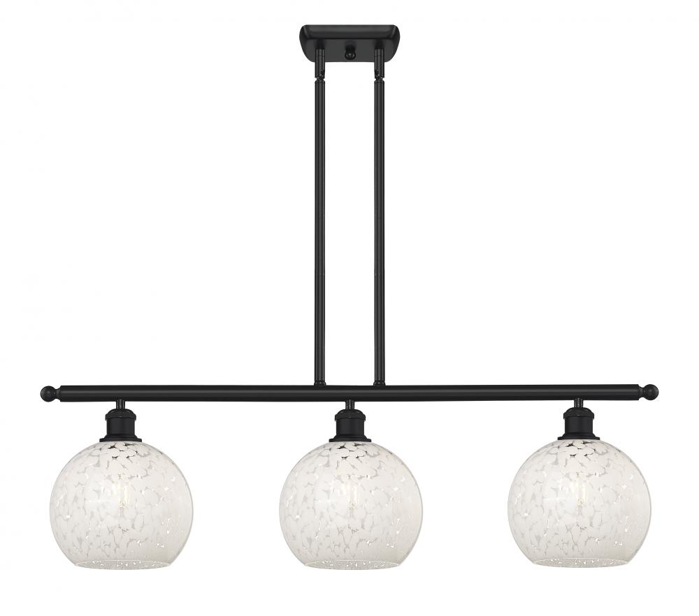 White Mouchette - 3 Light - 36 inch - Matte Black - Stem Hung - Island Light