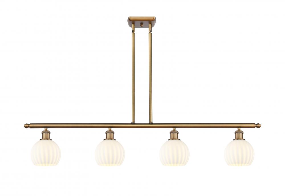 White Venetian - 4 Light - 48 inch - Brushed Brass - Stem Hung - Island Light