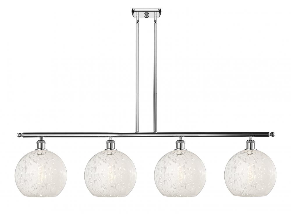 White Mouchette - 4 Light - 48 inch - Polished Chrome - Stem Hung - Island Light