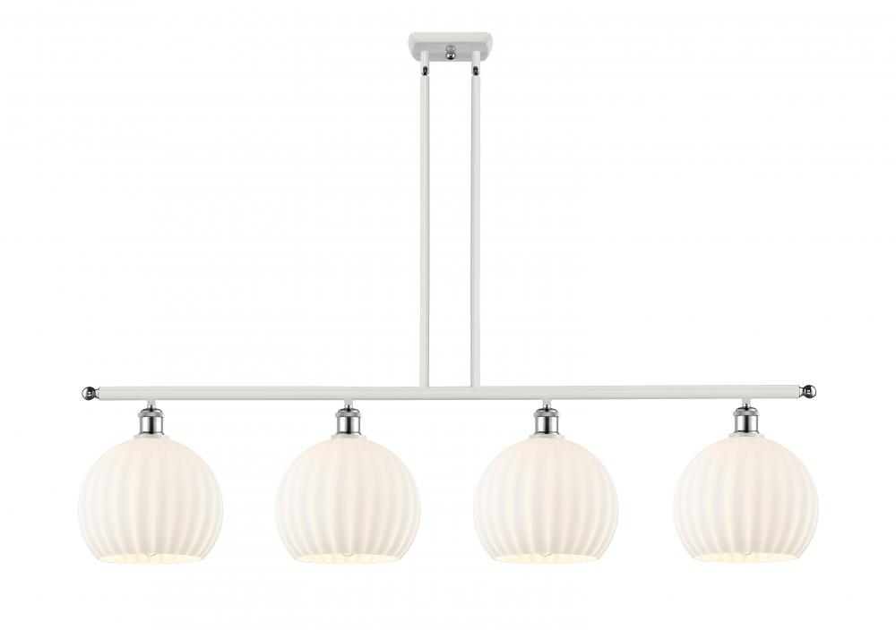 White Venetian - 4 Light - 48 inch - White Polished Chrome - Stem Hung - Island Light