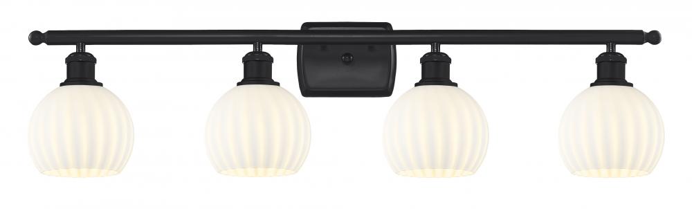 White Venetian - 4 Light - 36 inch - Matte Black - Bath Vanity Light