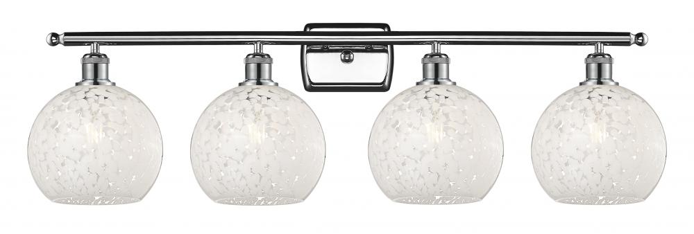 White Mouchette - 4 Light - 38 inch - Polished Chrome - Bath Vanity Light